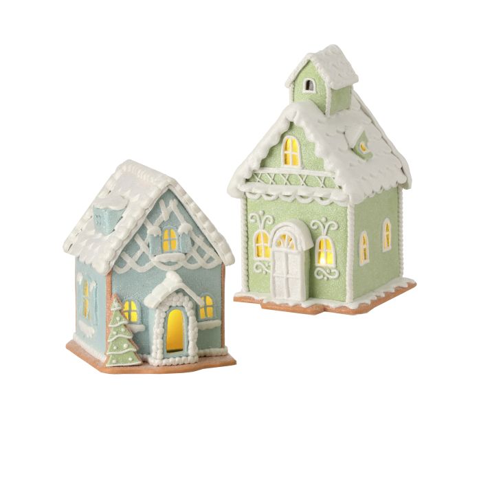 Cookie Dough Sweet House - 4" to 7.5" - LED Battery Timer - Set of 2 — view 1