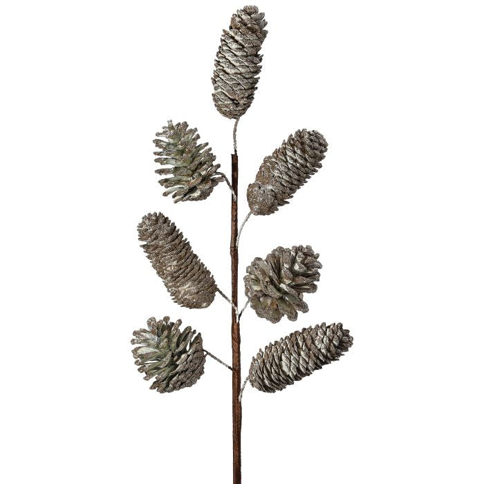 22" Glitter Pinecone Spray - Platinum — view 1