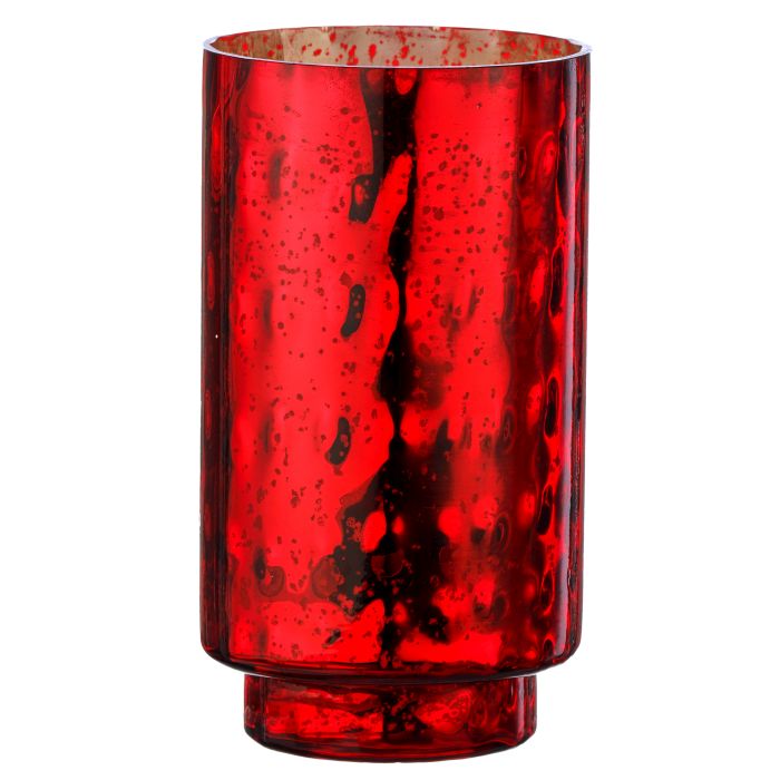 Mercury Glass Hurricane Vase - 9" - Red Red — view 1