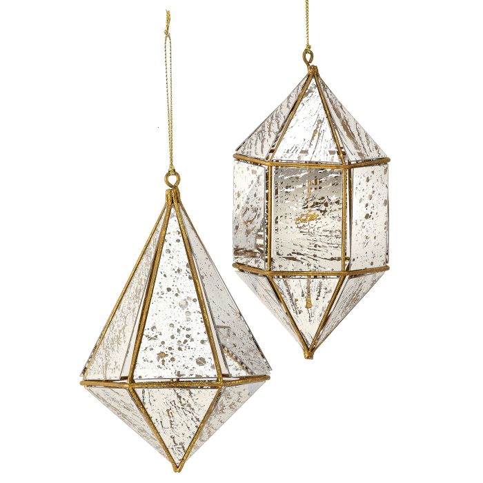 5.5"-4" Geometric Mercury Finial Ornament - Set of 2 — view 1
