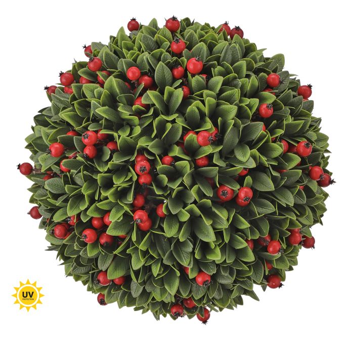 Boxwood Berry Kissing Ball - 9" - UV Treated 9" — view 1