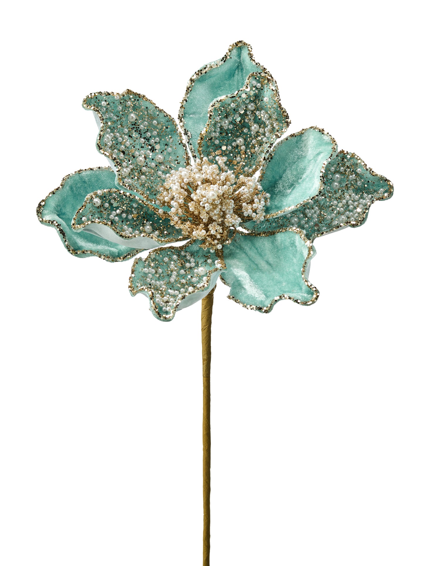 21" Pearl Velvet Magnolia Stem - Aqua — view 1