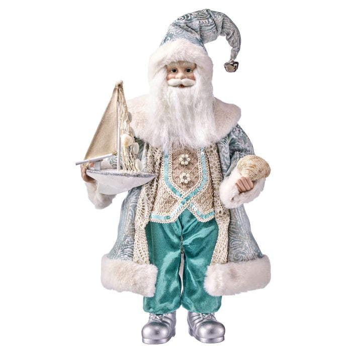 20" Coastal Santa w/Sailboat - Aqua Blue — view 1