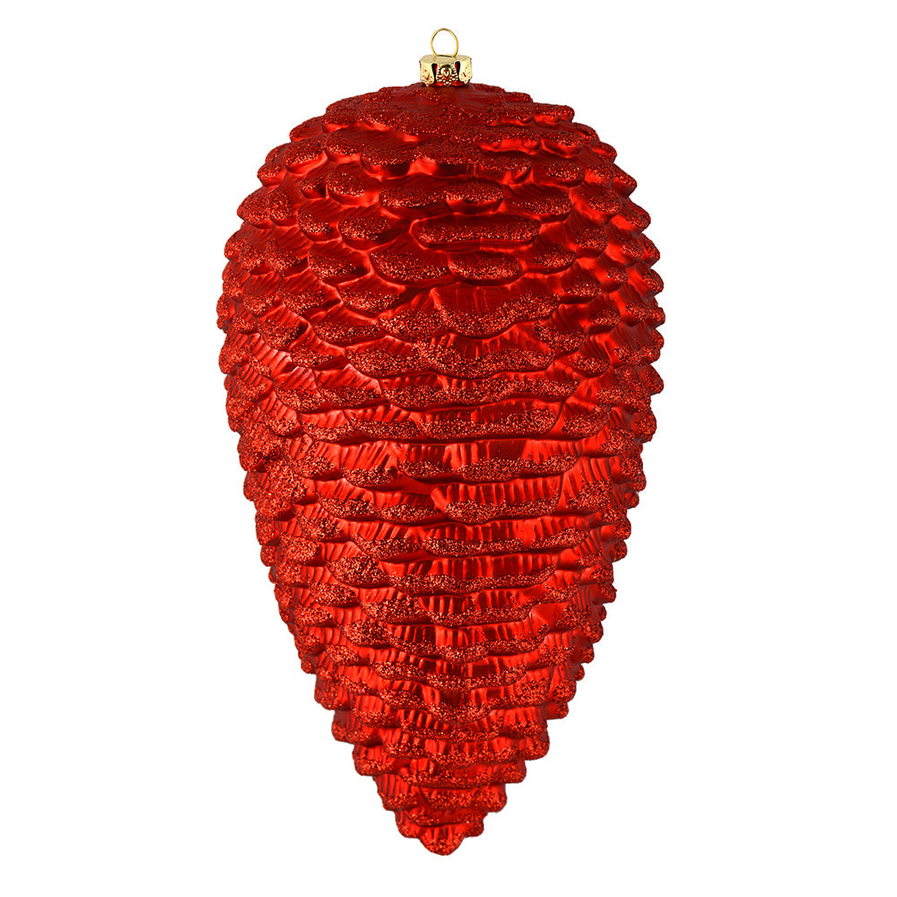 7"Matte Glitter Pinecone Ornament Single