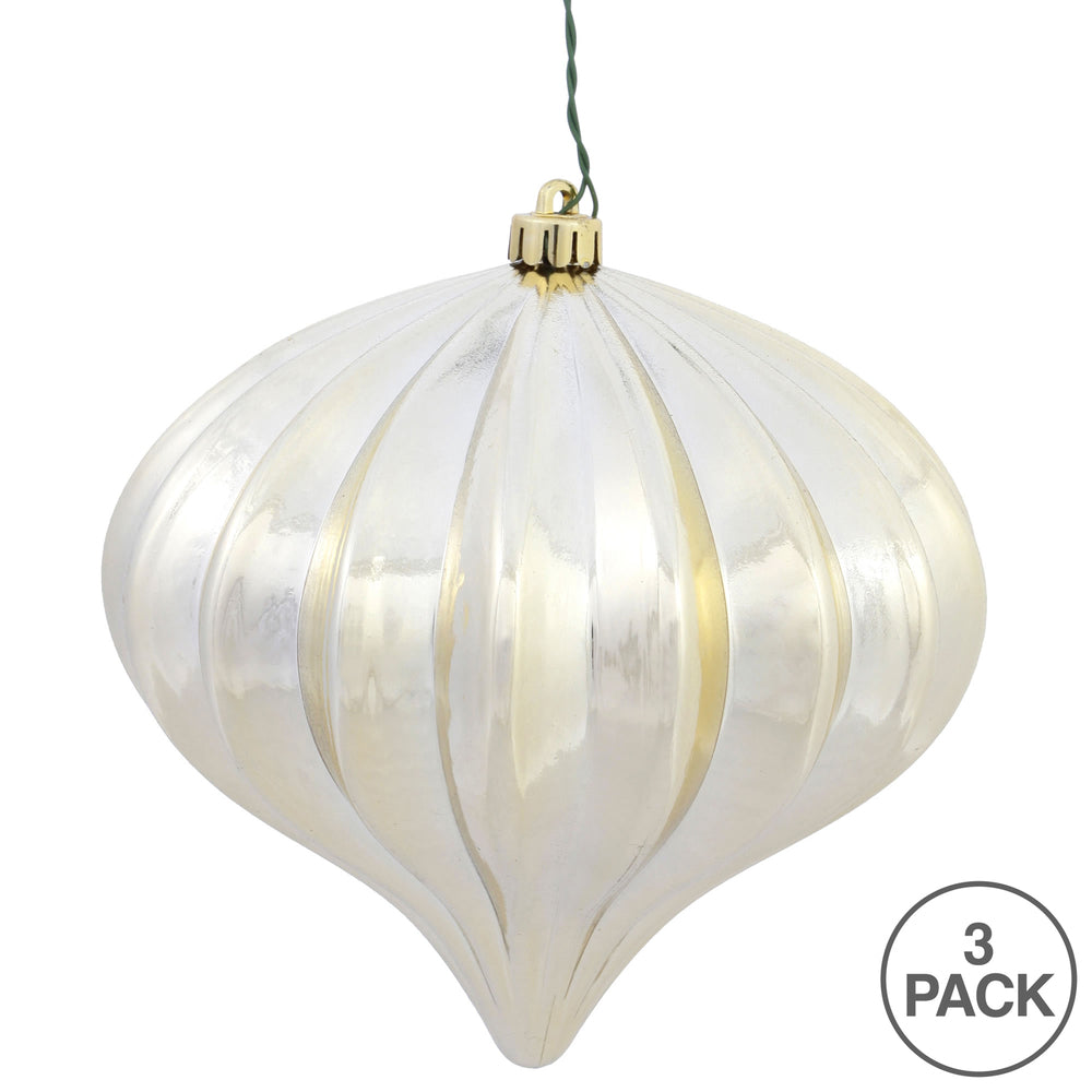 5.7" Shiny Onion Ornament - Champagne - UV Treated - Set of 3 Champagne — view 3