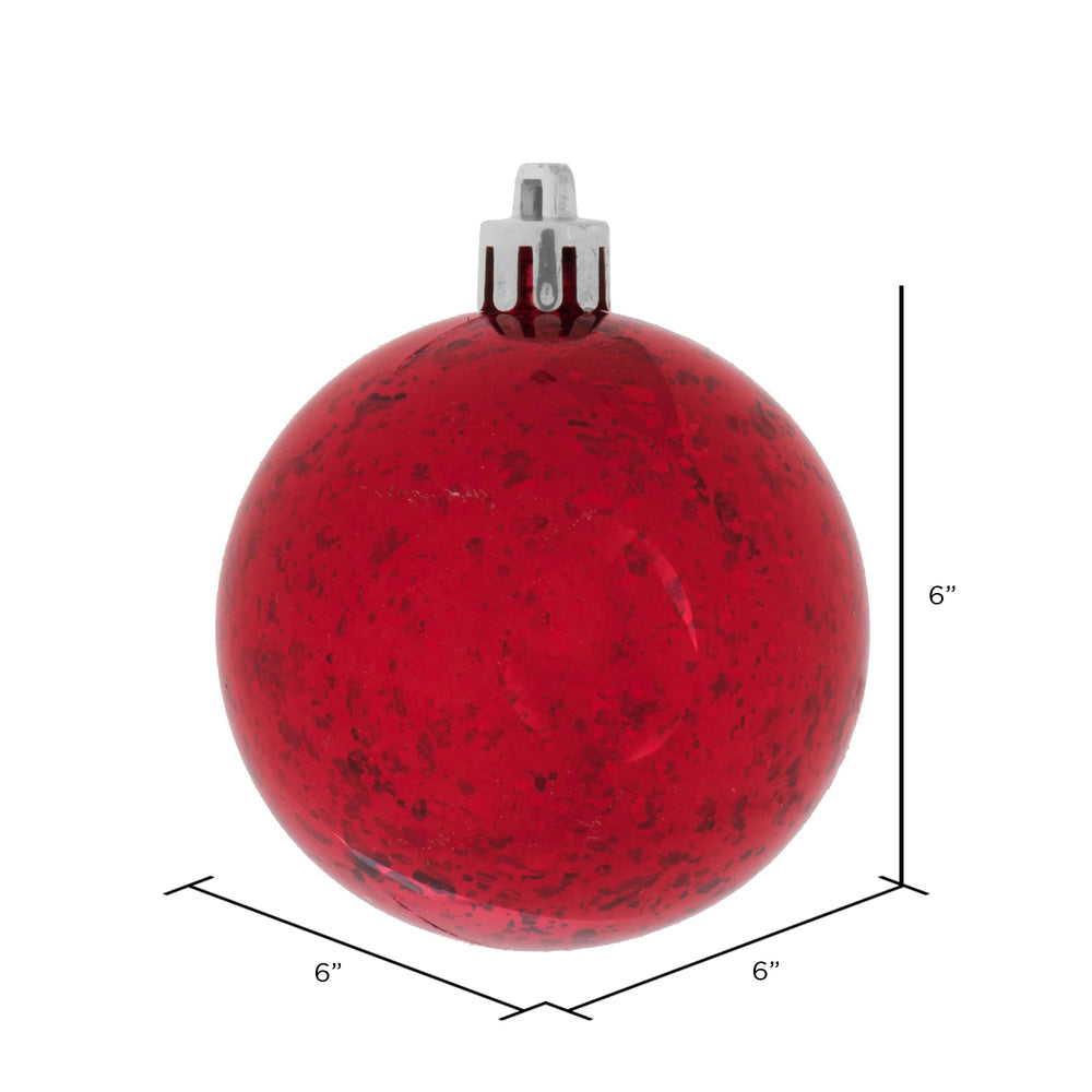 4" Shiny Mercury Ball Ornament - Red - Set of 4 Red — view 2