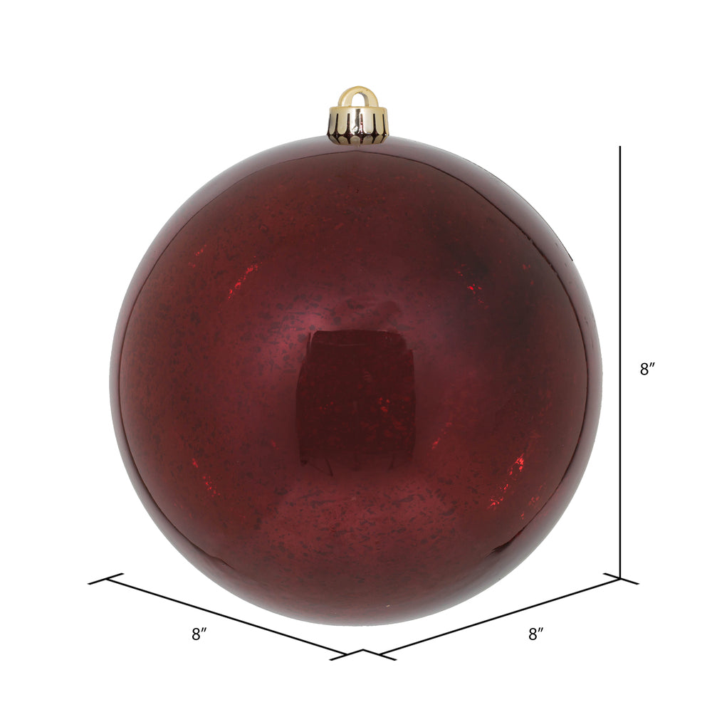 4" Shiny Mercury Ball Ornament - Burgundy Burgundy — view 2