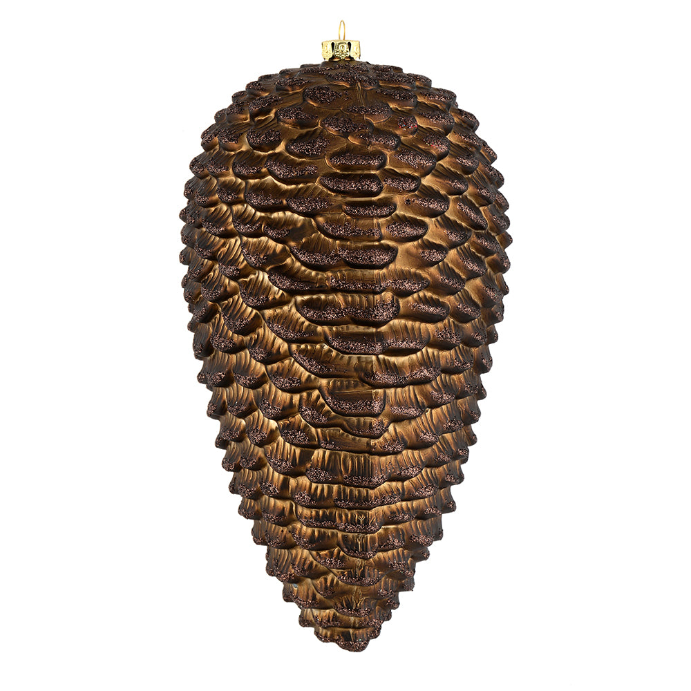 7" Matte Glitter Pinecone Ornament - Chocolate - Set of 4 Chocolate — view 1
