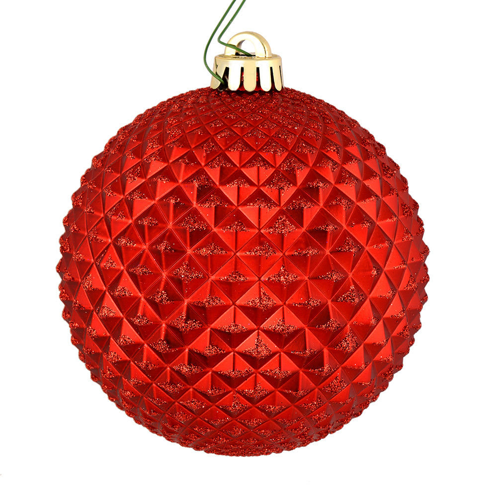 4" Durian Glitter Ball Ornament - Red - Set of 6 Red — view 1