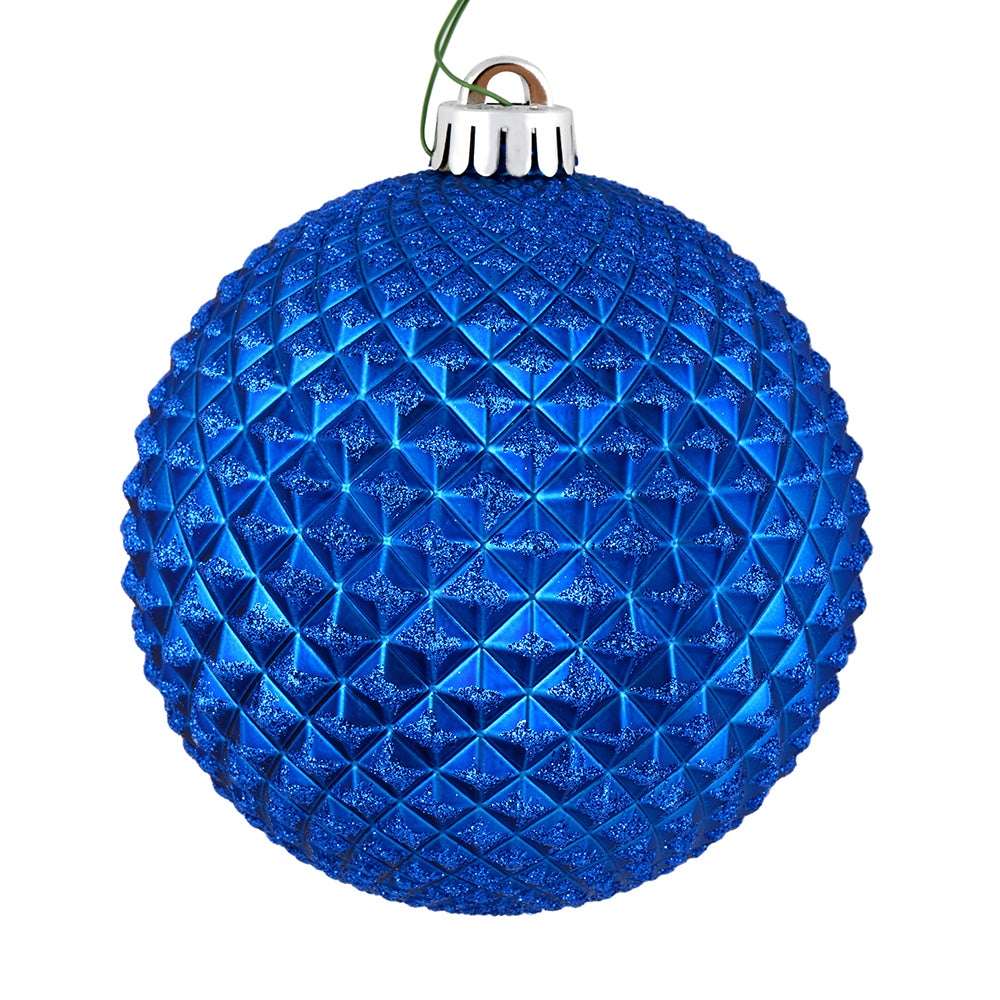 4" Durian Glitter Ball Ornament - Blue - Set of 4 Blue — view 1
