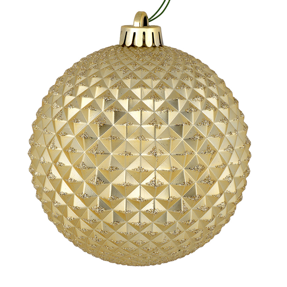 4" Durian Glitter Ball Ornament - Champagne - Set of 4 Champagne — view 1