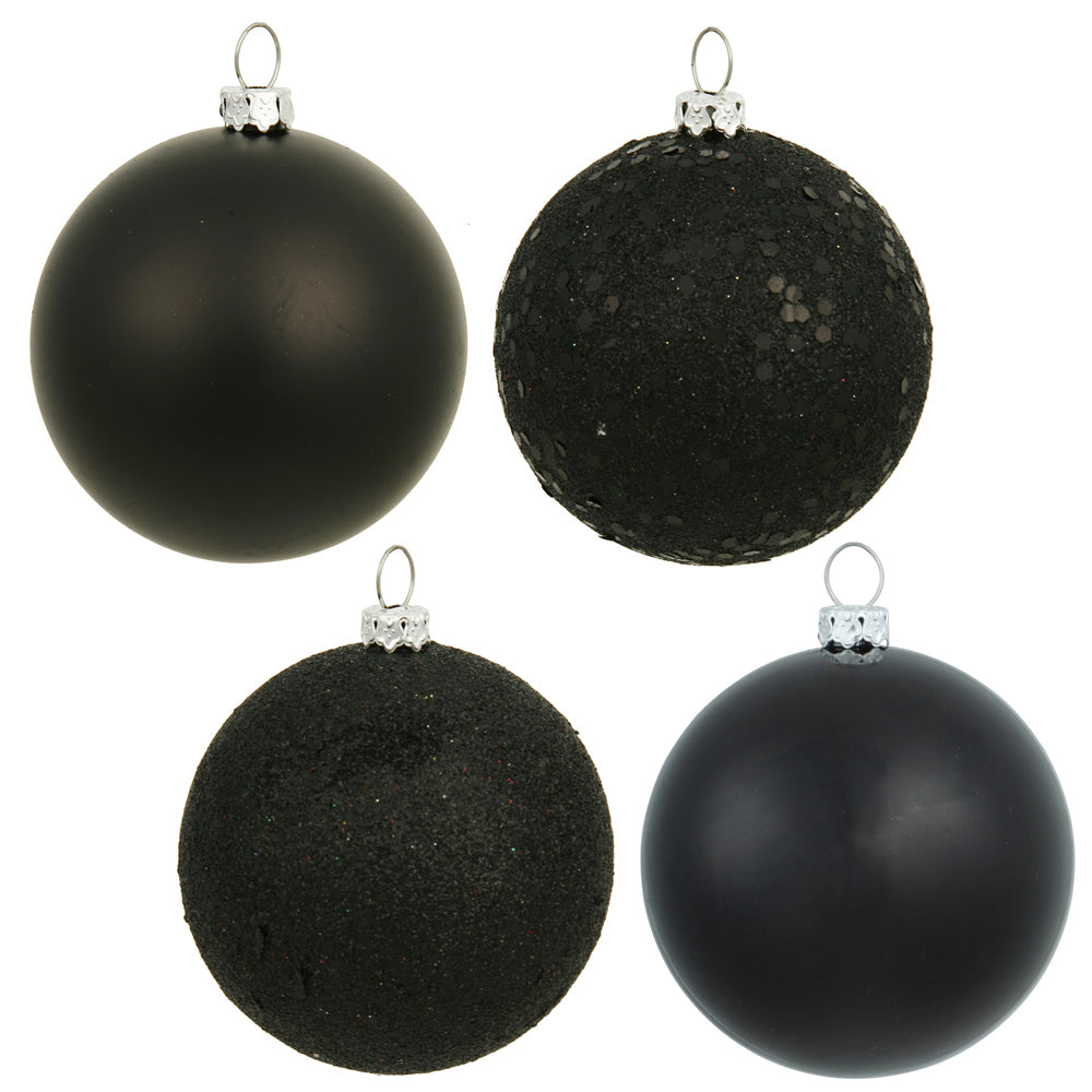 2.75" 4-Finish Shatterproof Ball Ornament Set - Black - Set of 20 Black – Box of 20 — view 3