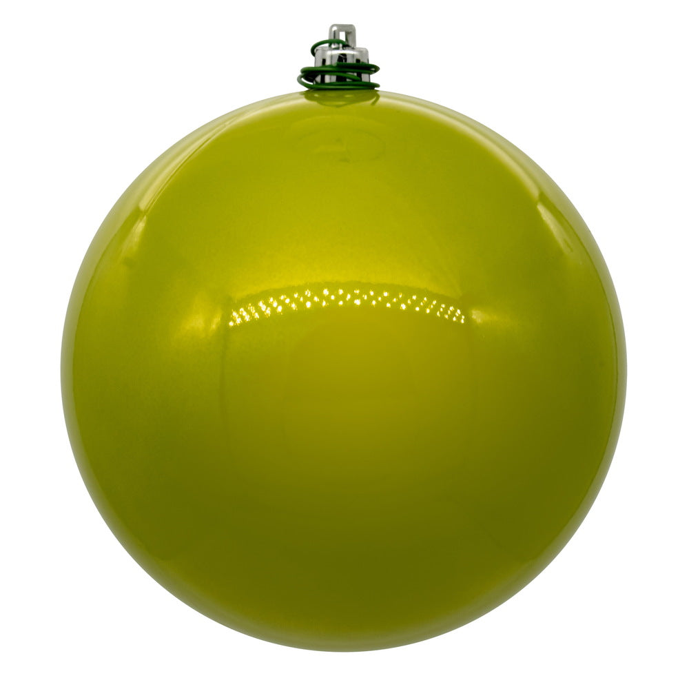 6" Shatterproof Ball Ornament - Lime - Pearl - UV Treated - Bag of 4 6" (Set of 4)- Pearl (UV) — view 1