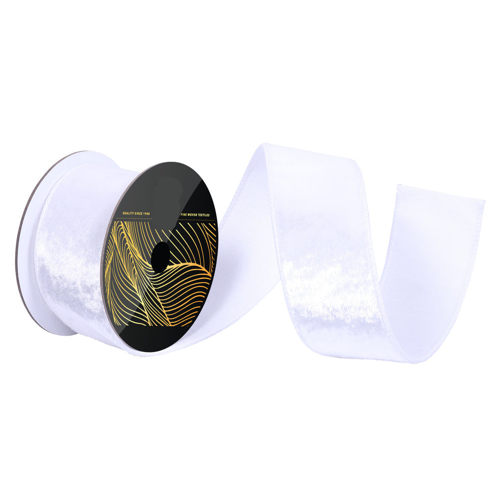 2.5" Ribbon - Velvet Luster - 10 Yard Roll - White White- 2.5"- 10 yard — view 1