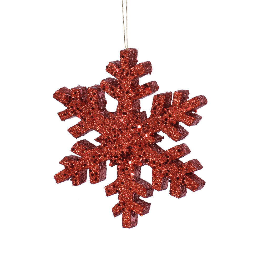12" Outdoor Glitter Snowflake Ornament - Red Red- 12" — view 2