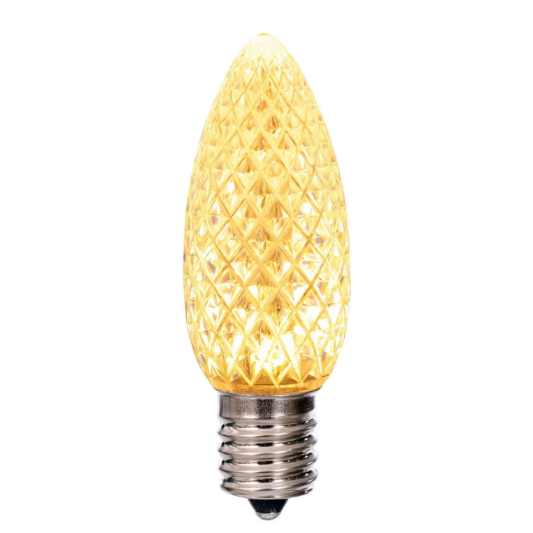 LED C9 White Options - Transparent Faceted Bulbs - Steady