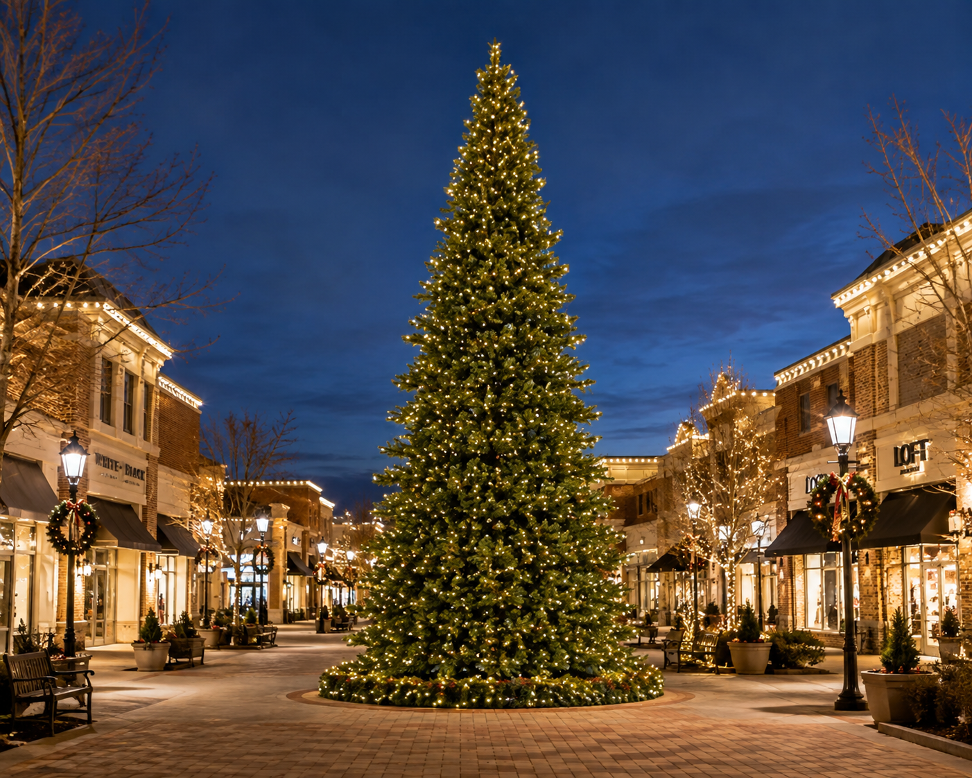 Commercial Frame Tower Christmas Tree - Branched Style - Coaxial Warm White Lights 12' -40'