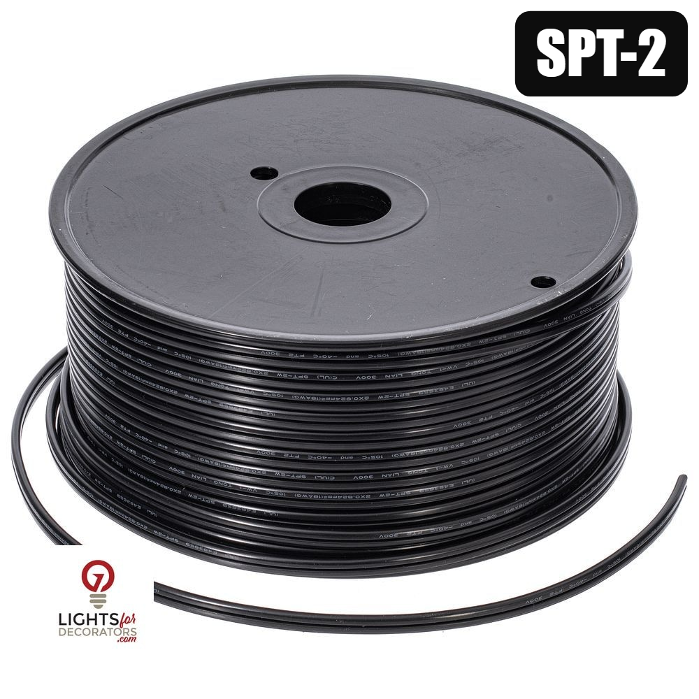 Black Zip Wire Lamp Cord - SPT2 - 250' — view 1
