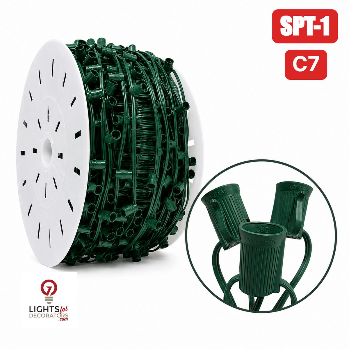 Green C7 Socket Wire Roll - SPT1 - 12" Spacing - 1000' — view 1