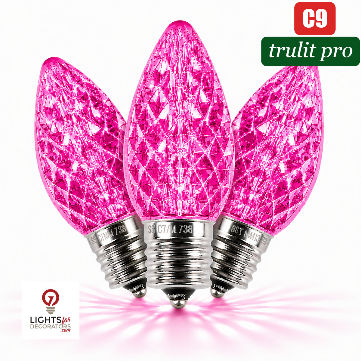 Pink LED C9 - TruLit Pro Faceted Bulb - Steady — view 1