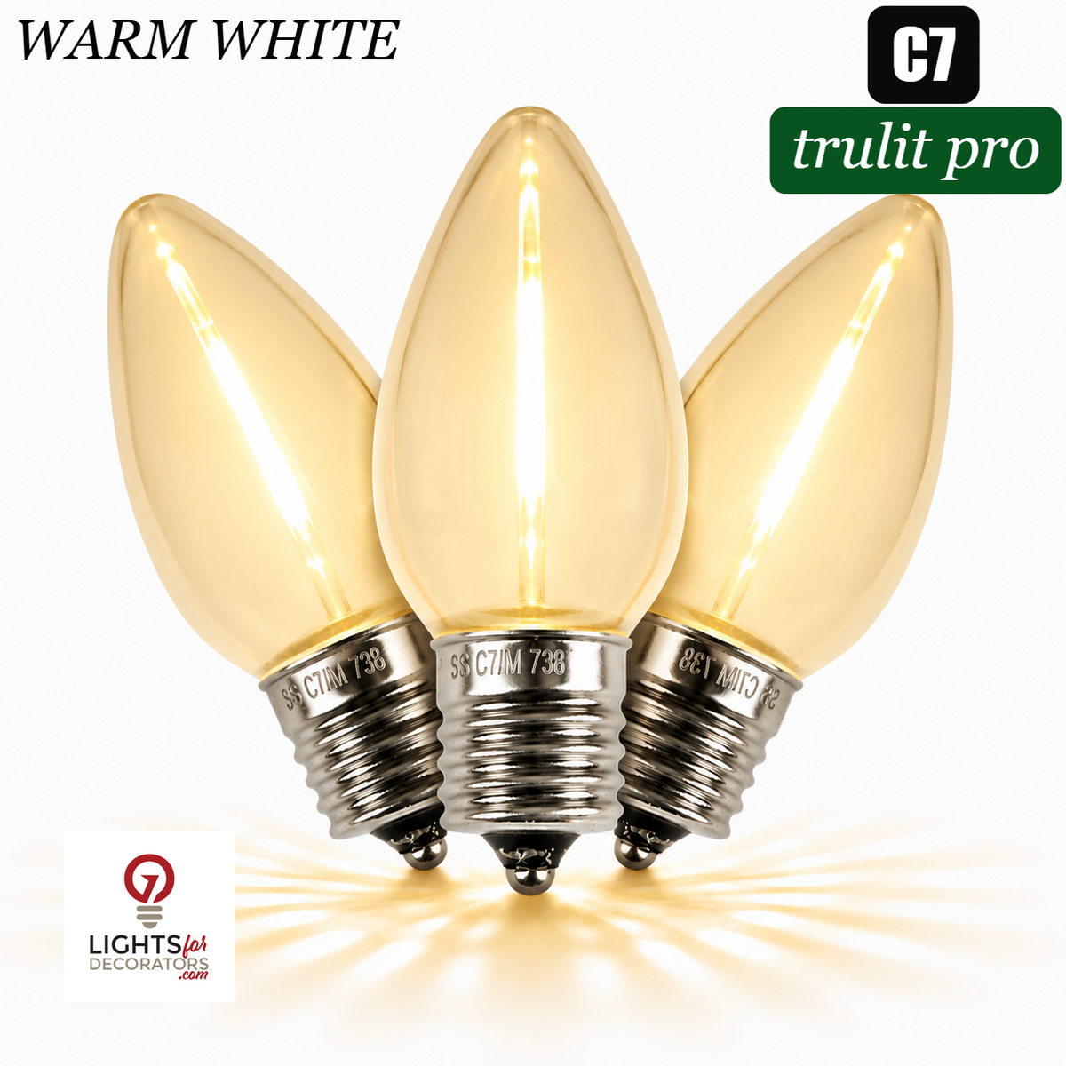 Warm White LED C7 - TruLit Pro Straight Filament Bulb — view 1
