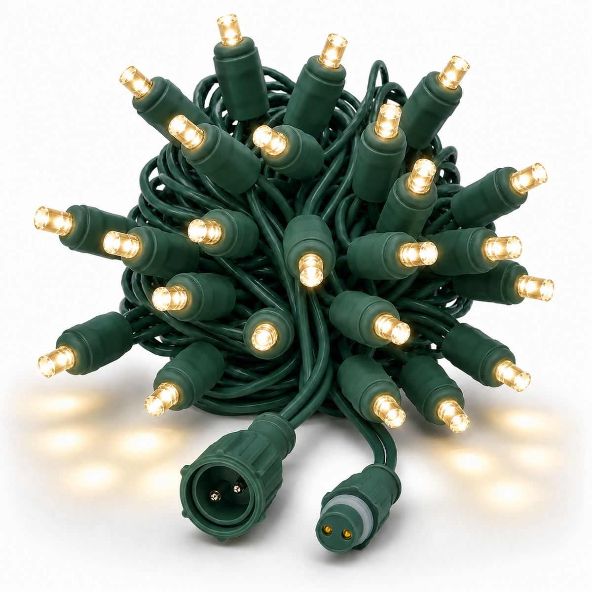 Warm White TruLit Pro 5MM LED Light Set - 50 Lights - Twinkle - 6" Spacing - Green Wire — view 1