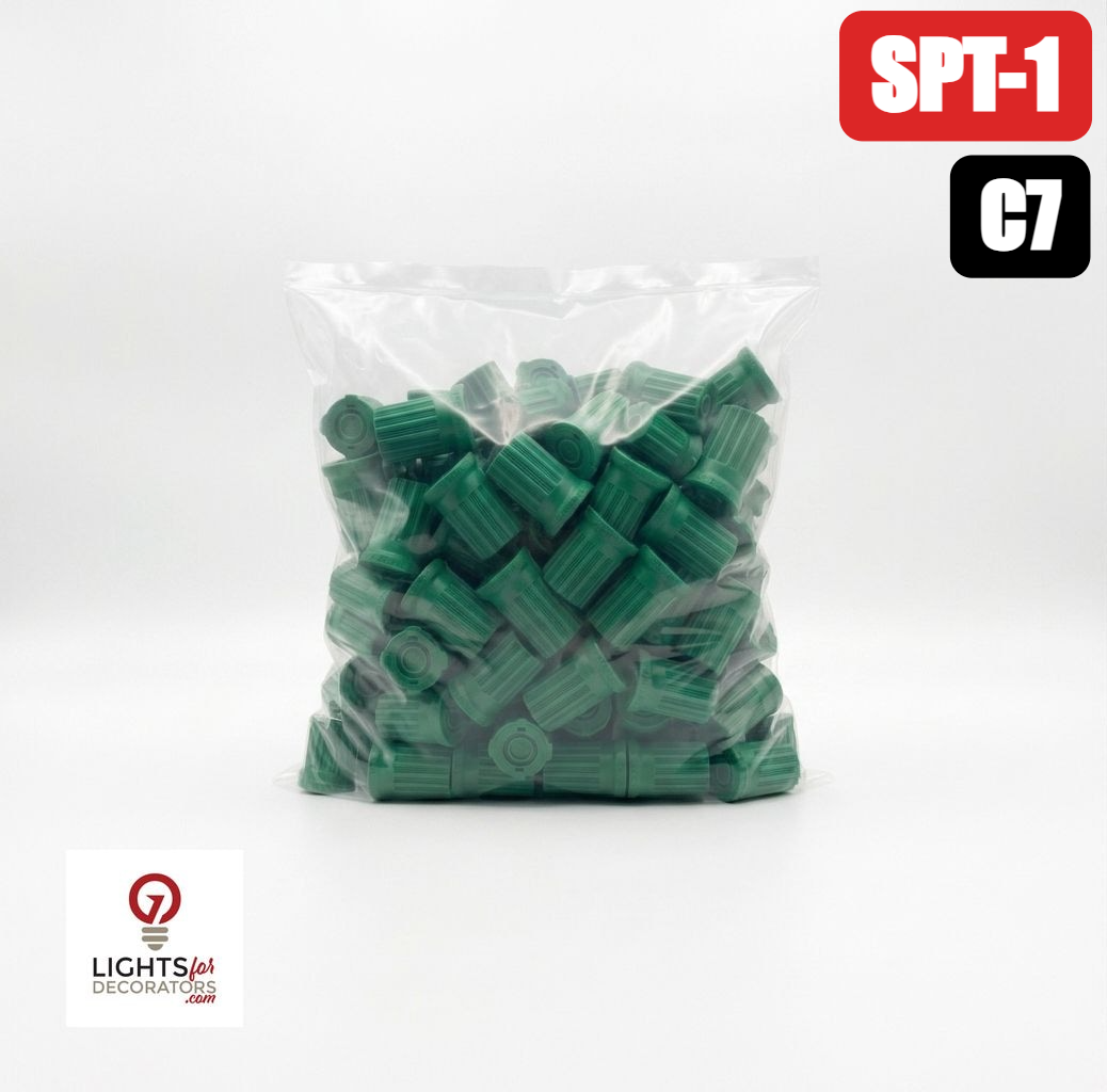 C7 Sockets Green; E12 base (100 Pack) — view 1
