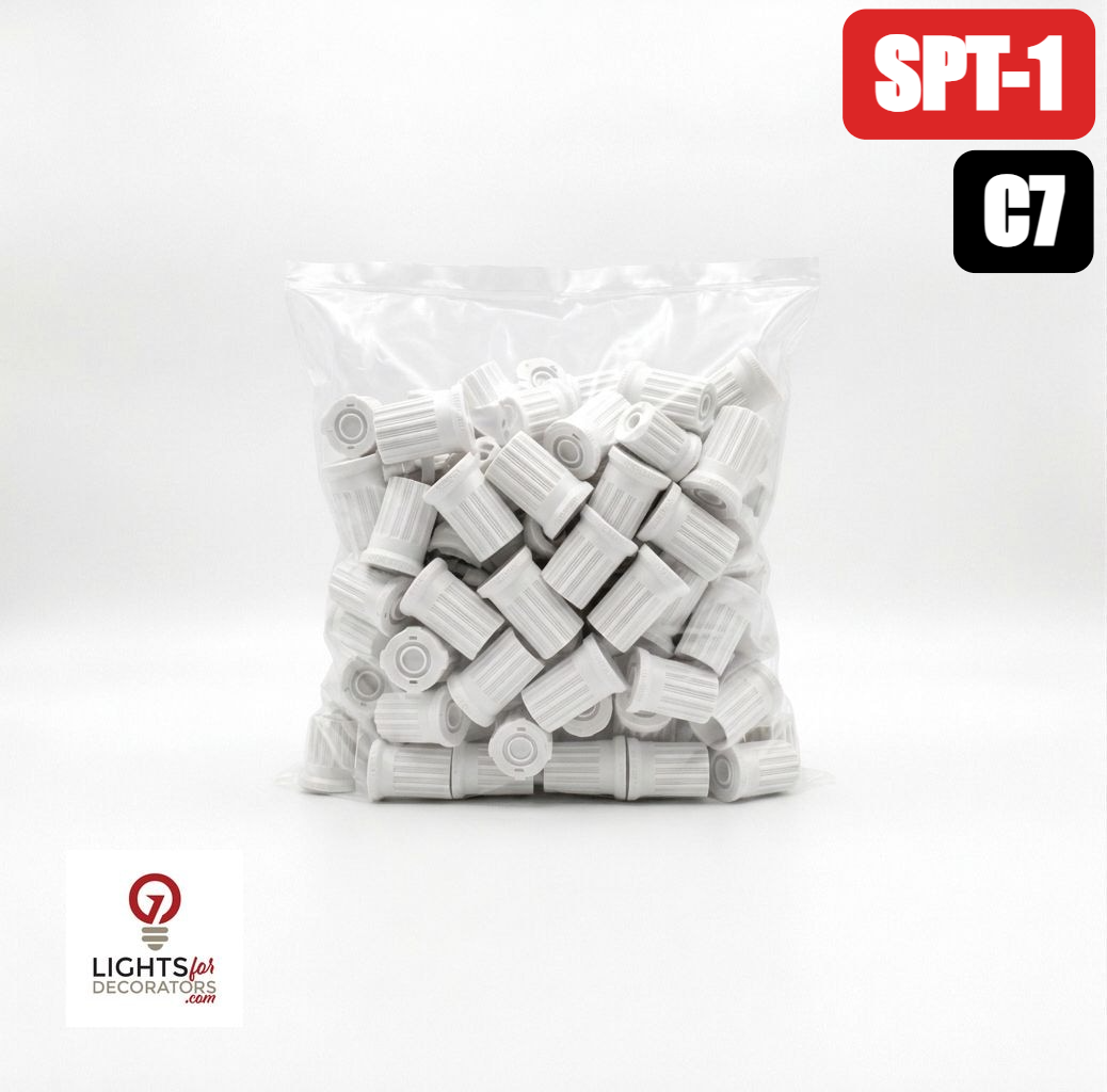 C7 Sockets White; E12 base (100 Pack) — view 1