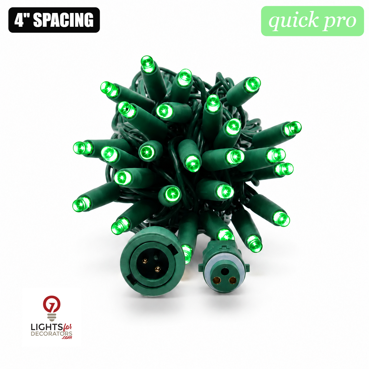 Green QuickPro 5MM LED Light Set - 70 Lights - 4" Spacing - Green Wire — view 1
