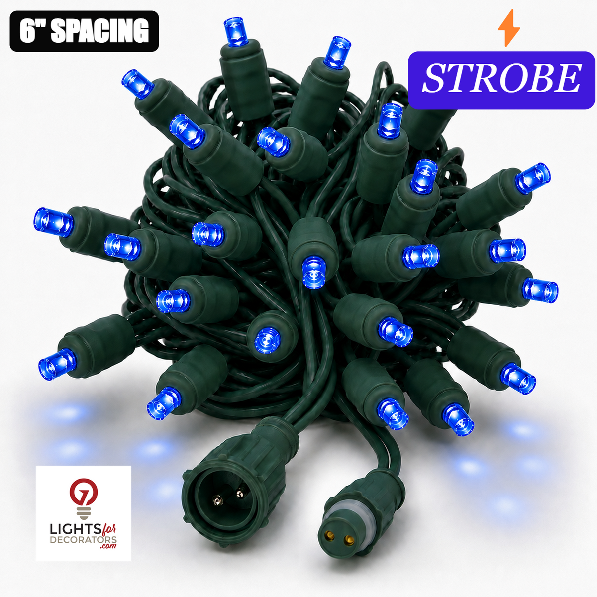 Blue TruLit Pro 5MM LED Light Set - 50 Lights - Strobe - 6" Spacing - Green Wire — view 1
