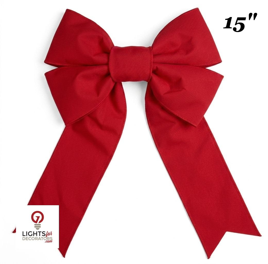 15" Canvas Structural Christmas Bow - Red - UV Treated — view 2