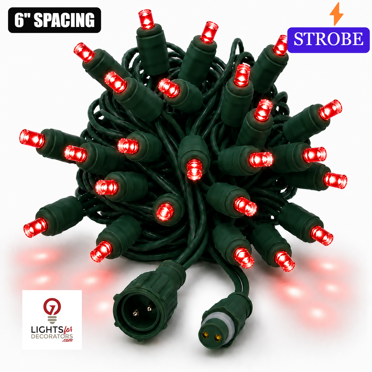 Red TruLit Pro 5MM LED Light Set - 50 Lights - Strobe - 6" Spacing - Green Wire — view 1