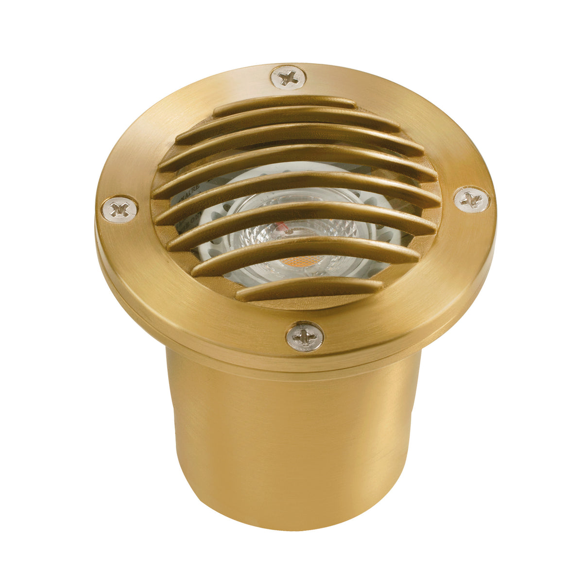 Brass Louvered Well Light, Natural Brass, No Lamp — view 1