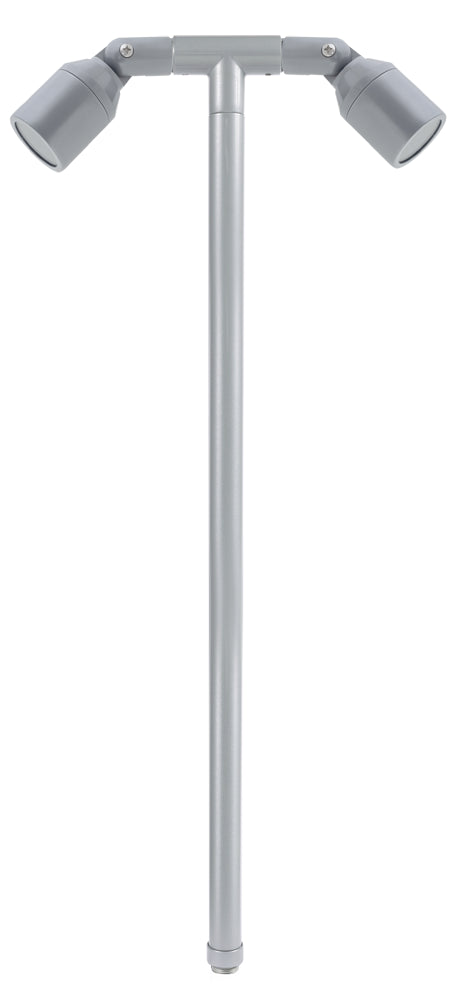 Aluminum Double Head, 18" Stem, Silver Plated, No Lamp — view 1