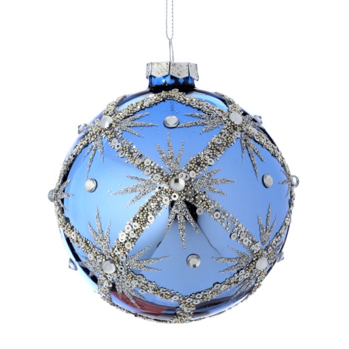 10" Glass Shiny Sequin/Bead Snowflake Ornament — view 1