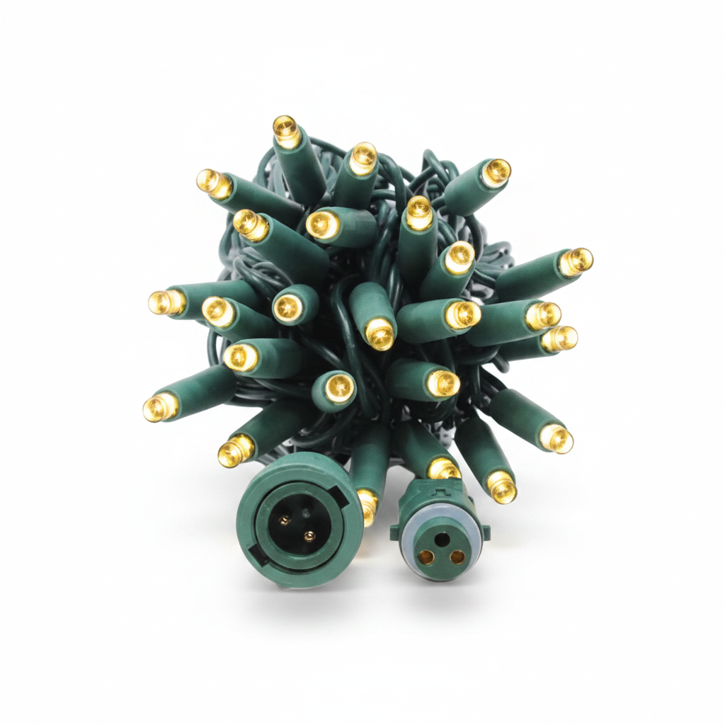 Warm White QuickPro 5MM LED Light Set - 50 Lights - 4-6" Spacing - Green Wire — view 1