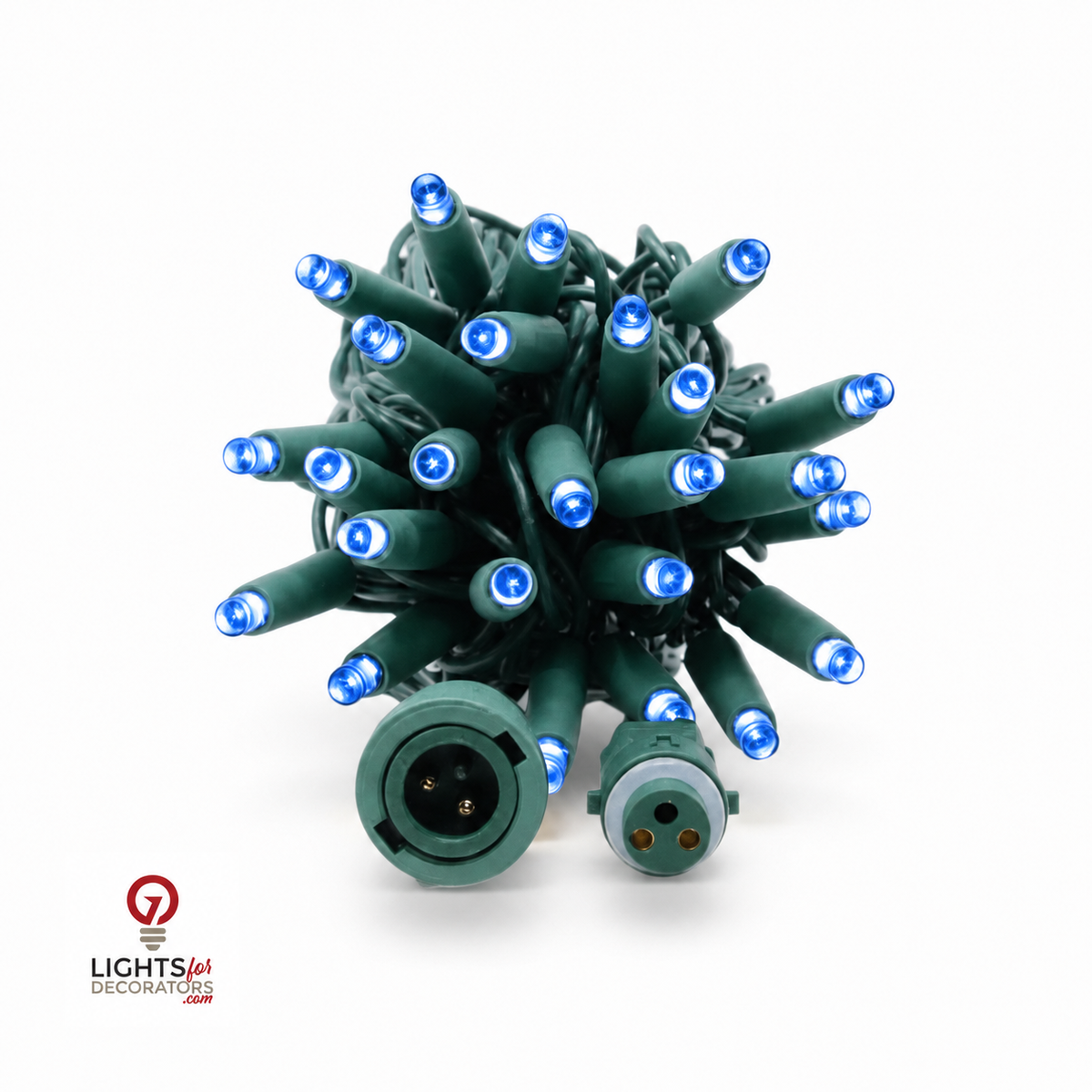 Blue QuickPro 5MM LED Light Set - 50 Lights - 6" Spacing - Green Wire — view 1