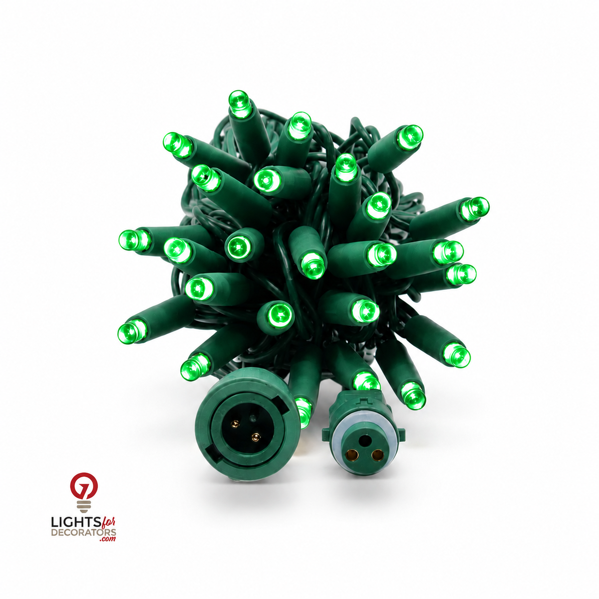 Green QuickPro 5MM LED Light Set - 50 Lights - 6" Spacing - Green Wire — view 1