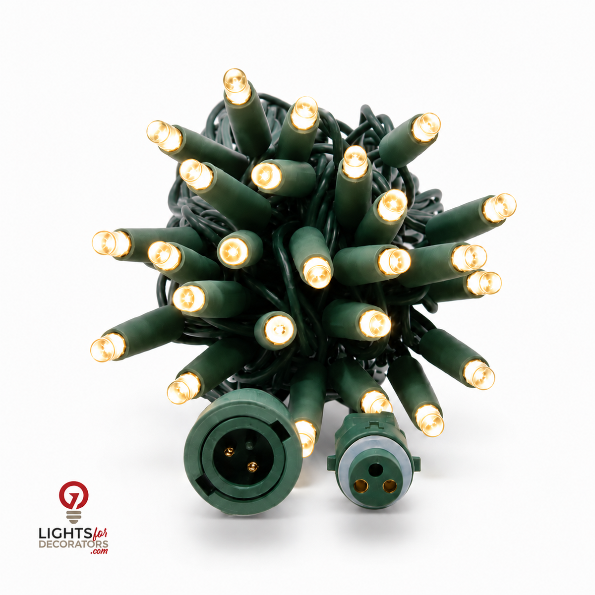Warm White QuickPro 5MM LED Light Set - 50 Lights - 6" Spacing - Green Wire — view 1