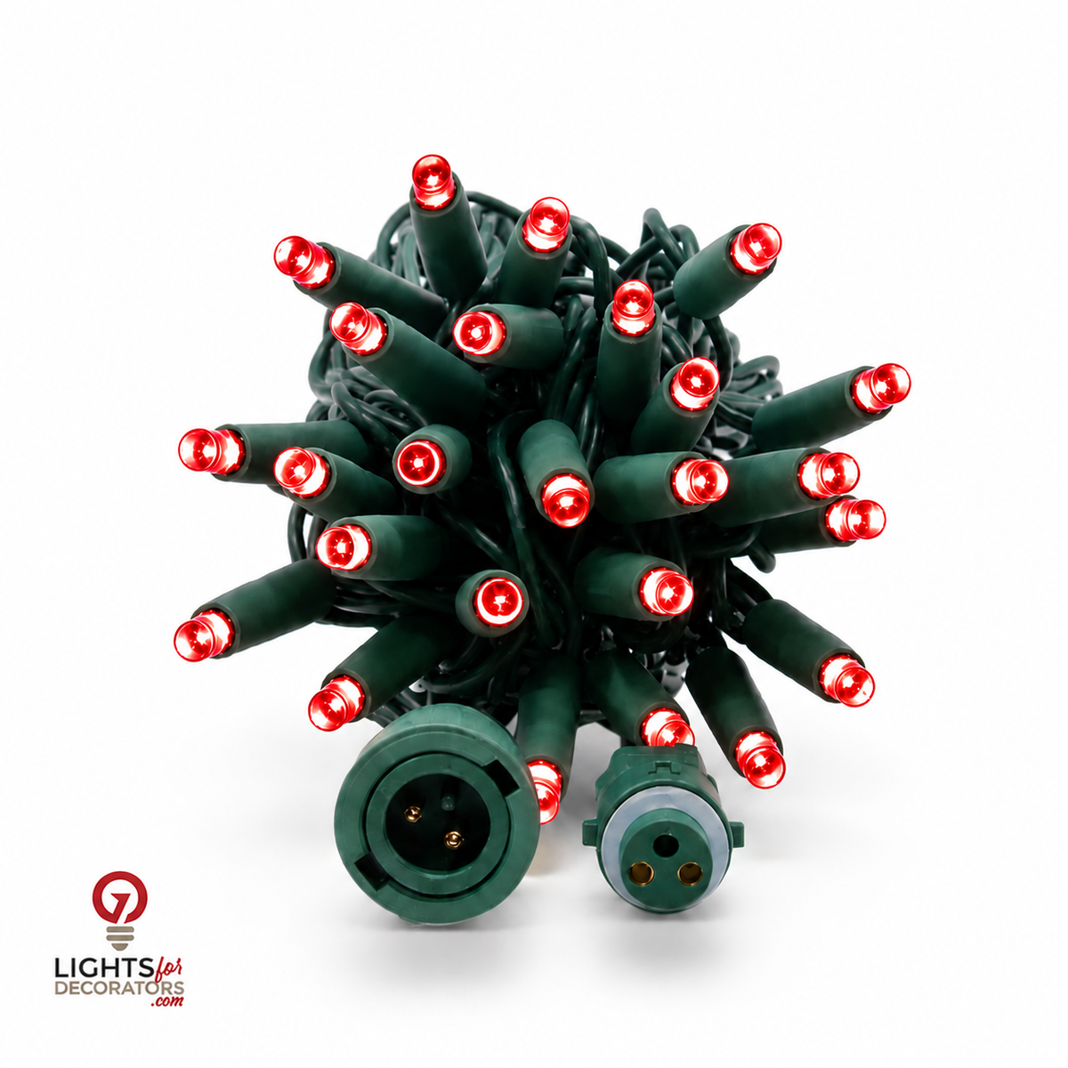 Red QuickPro 5MM LED Light Set - 50 Lights - 6" Spacing - Green Wire — view 1