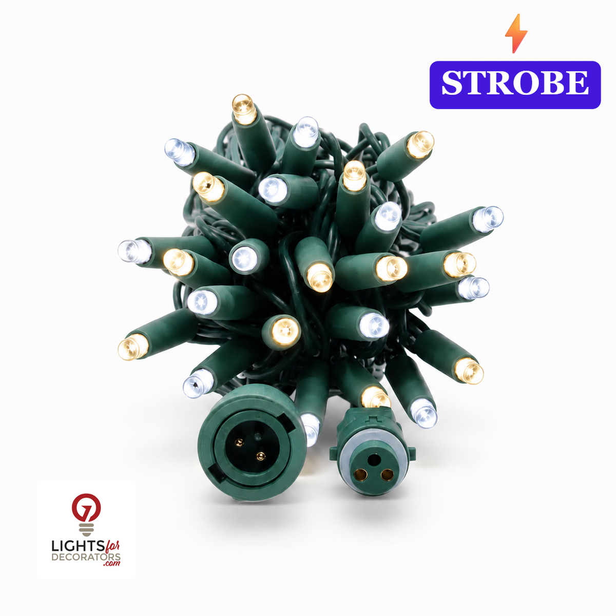 Champagne QuickPro 5MM LED Light Set - 50 Lights - Strobe - 6" Spacing - Green Wire — view 1