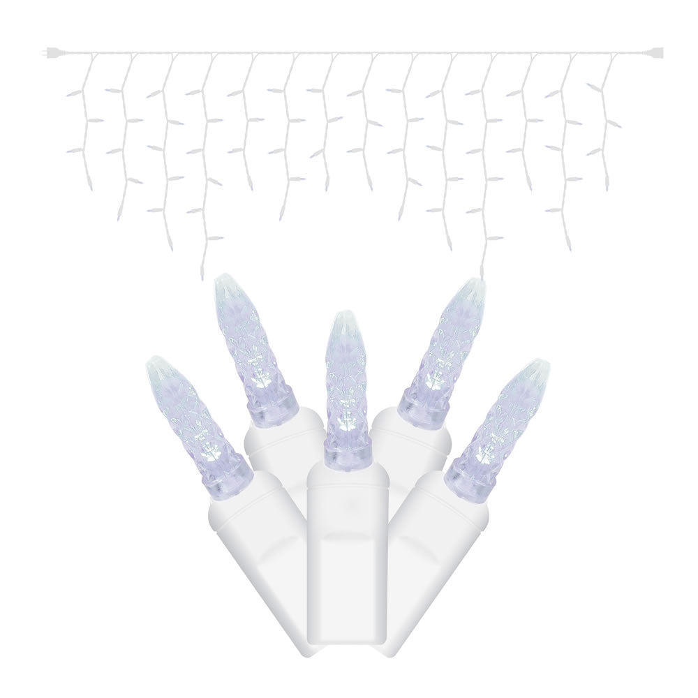 Blue/Pure White Commercial M5 Faceted Icicle Light - 70 Lights - White Wire Blue/Pure White — view 2