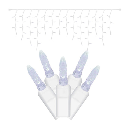 Blue/Pure White Commercial M5 Faceted Icicle Light - 70 Lights - White Wire Blue/Pure White — view 2
