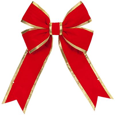 30" Velvet Red Bow with Gold Trim