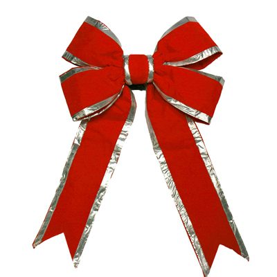 12" Velvet Red Bow with Silver Trim