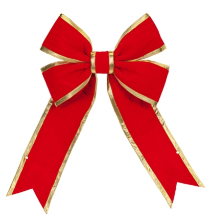 15" velvet red bow with gold trim