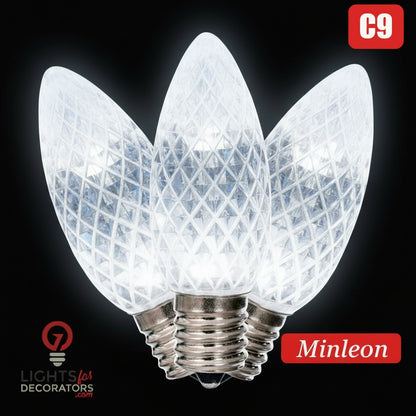 Pure White LED C9 - Minleon Faceted Bulb - Steady Pure White- Minleon — view 1