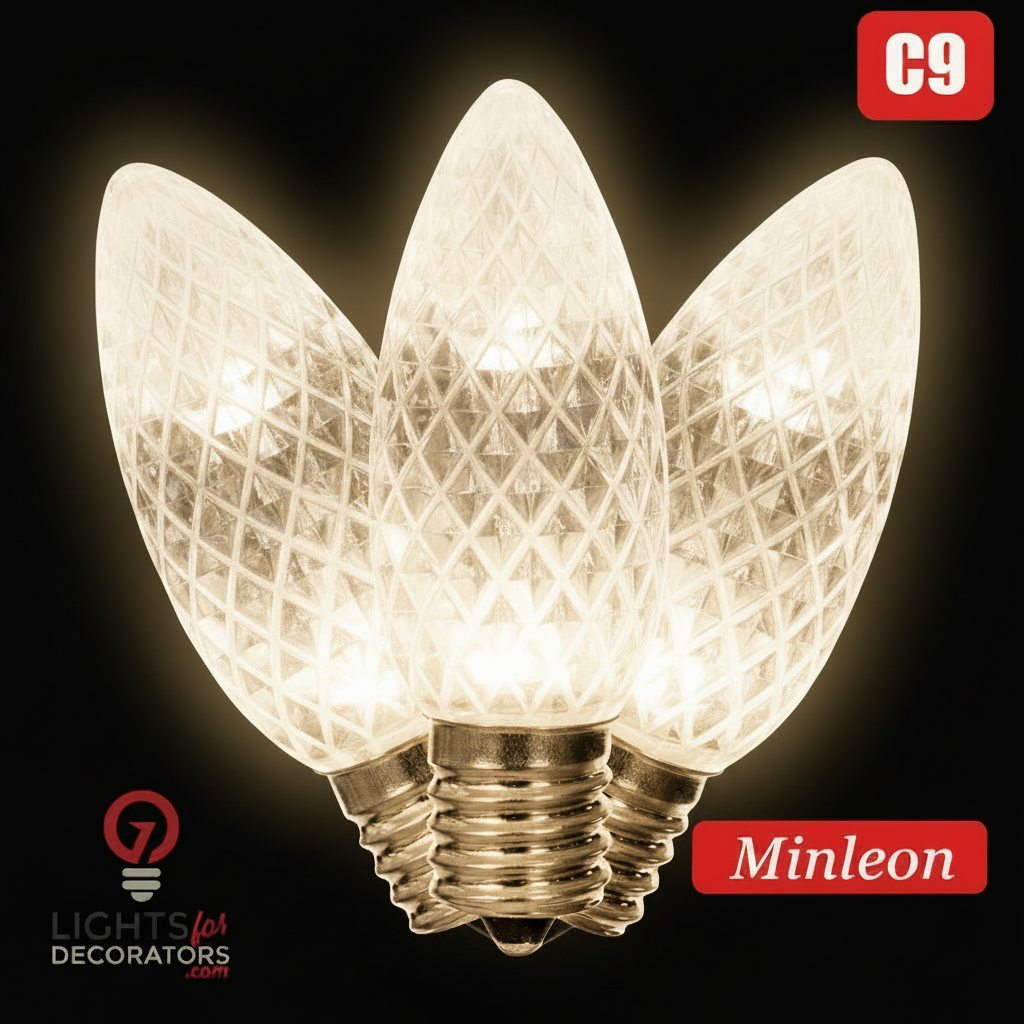 Sun Warm White LED C9 - Minleon Faceted Bulb - Steady Sun Warm White- Minleon — view 1