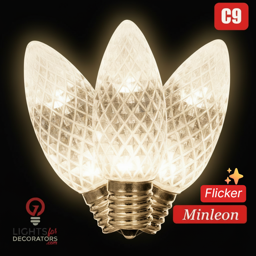 Sun Warm White LED C9 - Minleon Faceted Bulb - Flicker — view 1