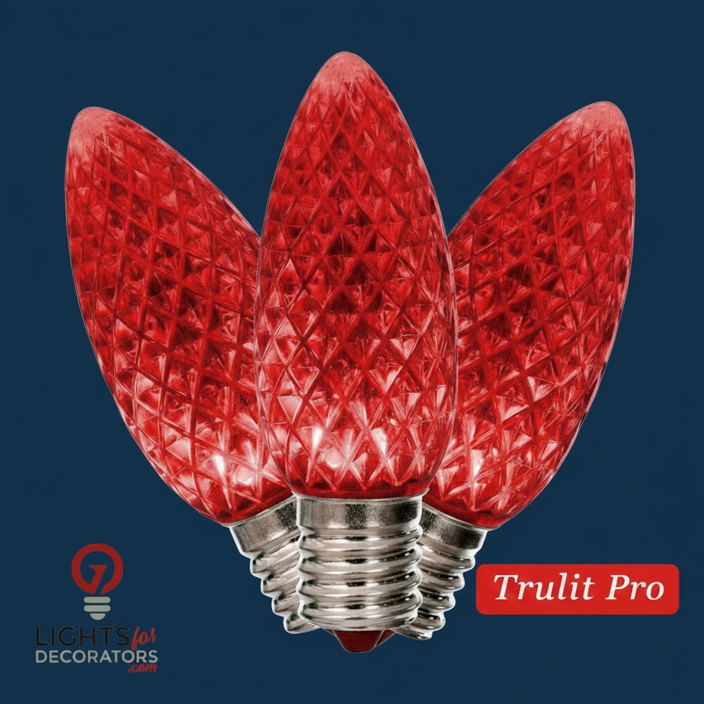 Red LED C9 - TruLit Pro Faceted Bulb - Steady Red — view 1